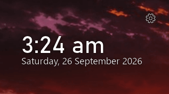 The same clock with the pointer over it, showing the gear glyph that opens the menu.